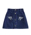 The New Society Danubio Embroidered Denim Skirt In Blue