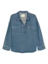 The New Society Double-pocket Denim Shirt In Blue