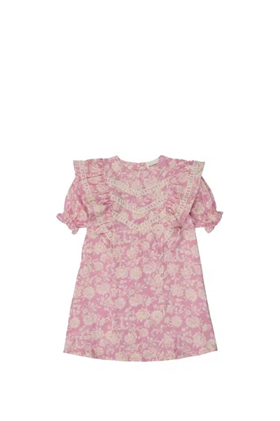 The New Society Kids' Santa Clarita Floral Cotton Dress In Rose