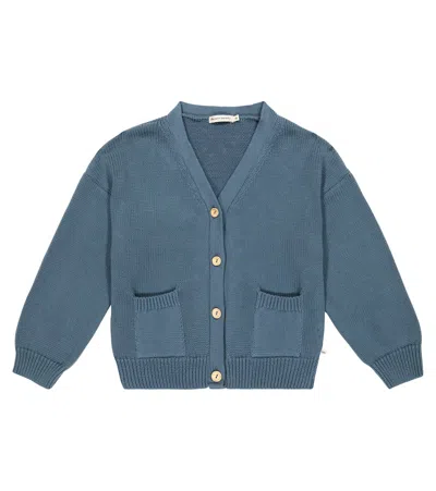 The New Society Kids' Emanuelle Cotton Cardigan In Blue