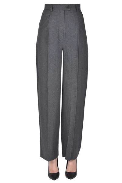 The New Society Flannel Trousers With Darts In Gray