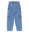 The New Society Gabriella Cargo Jeans In Blue Denim