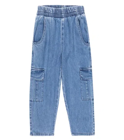 The New Society Kids' Gabriella Cargo Jeans In Blue Denim