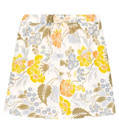The New Society Kids' Gianni Floral Linen And Cotton Shorts In Gianni Flower Print