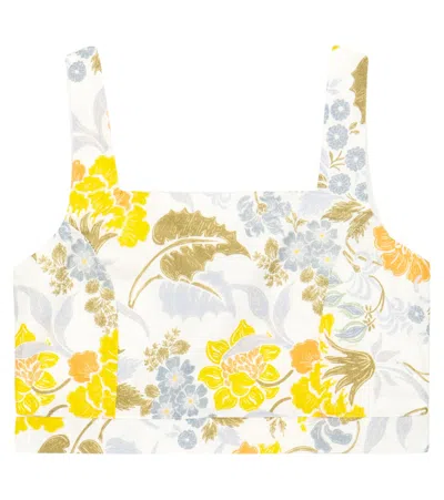 The New Society Kids' Gianni Floral Linen And Cotton Top In Flower