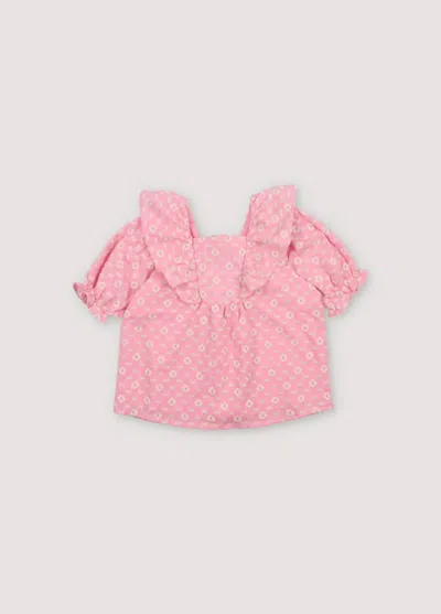 The New Society Kids' Girl's Isidora Blouse In Hibiscus In Pink