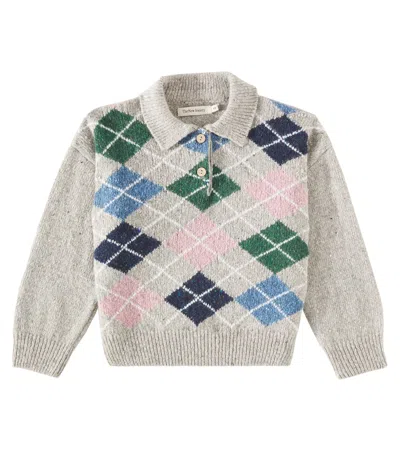 The New Society Kids' Glasgow Wool-blend Polo Sweater In Grau