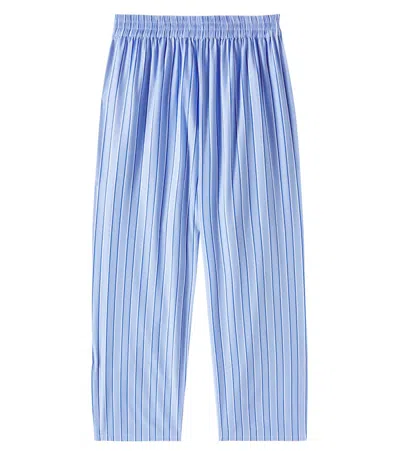 The New Society Kids' Hebe Striped Cotton Straight Pants In Blue