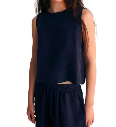 The New Society Hera Sleeveless Top In Navy In Blue