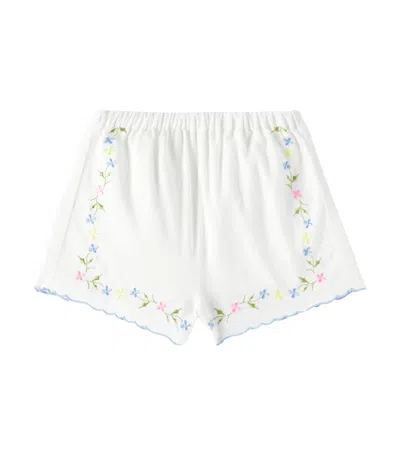 The New Society Kids' Hermione Embroidered Cotton Shorts In White