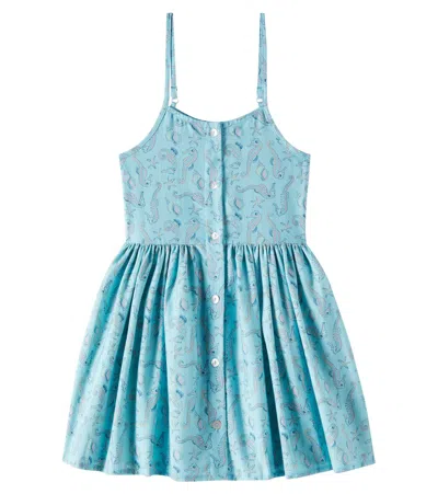 The New Society Kids' Bedrucktes Kleid Io Aus Baumwolle In Blau