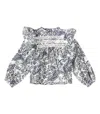 The New Society Jaipur Ruffled Paisley Cotton Blouse In Multicolor