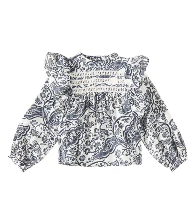 The New Society Kids' Jaipur Ruffled Paisley Cotton Blouse In Multicolor