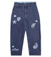 The New Society Lagoon Embroidered Jeans In Blue