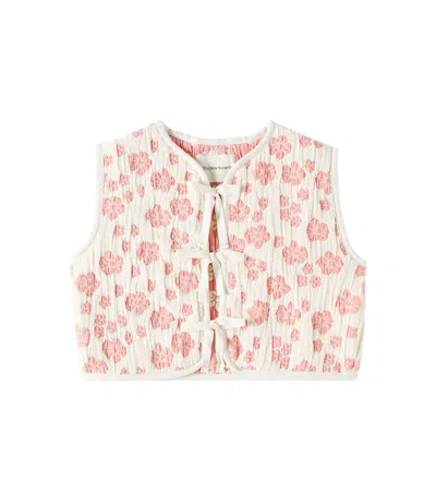 The New Society Kids' Leontis Floral Cotton Vest In Chili