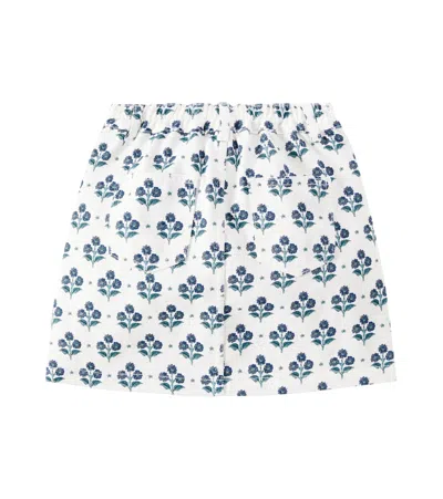 The New Society Kids' Leros Floral Denim Skirt In Hyacinth Print