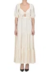 The New Society Linen Long Dress In Beige