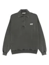 The New Society Logo-print Long-sleeve Polo Top In Gray