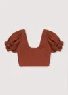 The New Society Long Beach Crop Top In Brown