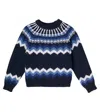 The New Society Lucas Jacquard Wool-blend Sweater In Blue
