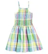 The New Society Malibu Checked Cotton And Linen Dress In Multicoloured