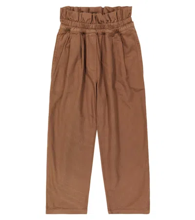 The New Society Kids' Manuela Cotton Pants In Brown