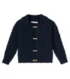 The New Society Maria Cable-knit Wool-blend Cardigan In Black