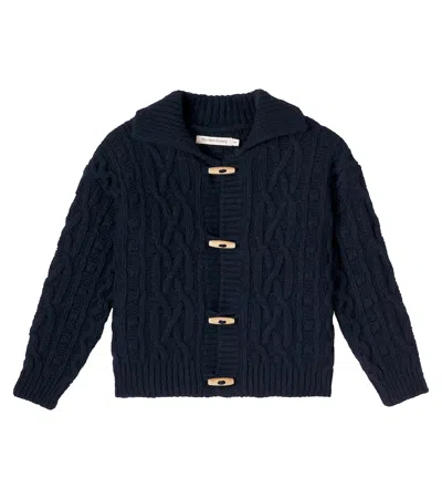 The New Society Kids' Maria Cable-knit Wool-blend Cardigan In Black
