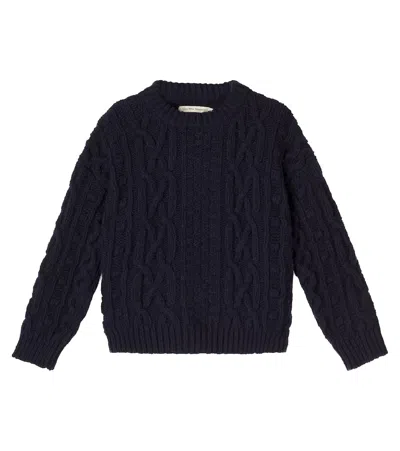 The New Society Kids' Maria Cable-knit Wool-blend Sweater In Black