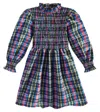 The New Society Mars Plaid Gathered Dress In Multicoloured