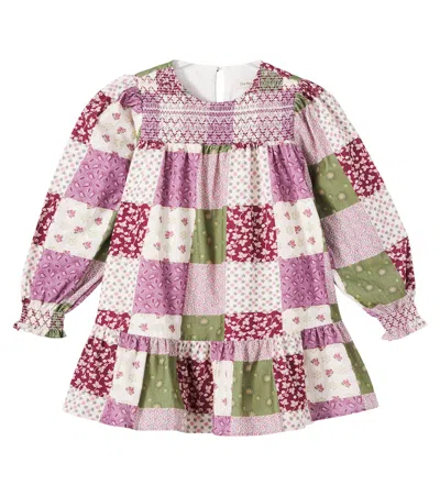 The New Society Kids' Melba Colorblock Cotton Dress In Pink