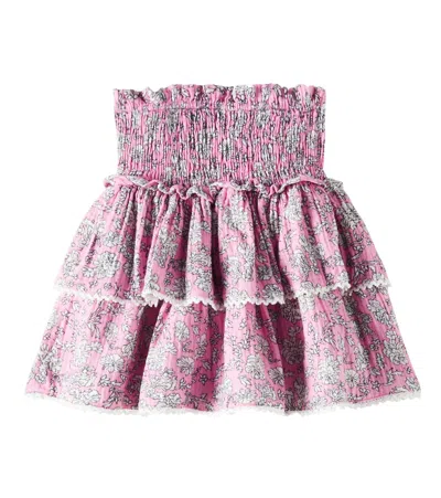 The New Society Kids' Melina Floral Cotton Muslin Skirt In Peony Hibiscus Print