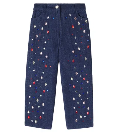 The New Society Kids' Mia Crystal-embellished Jeans In Blue