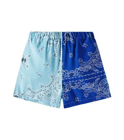 The New Society Kids' Mileto Bandana Cotton Bermuda Shorts In Blue