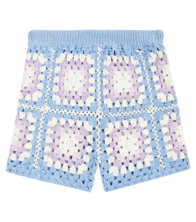 The New Society Kids' Mohawk Crochet Cotton Shorts In Multicoloured