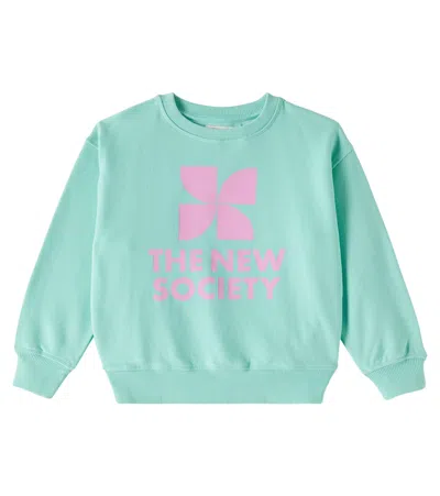 The New Society Kids' Mykonos Cotton Jersey Sweatshirt In Jade