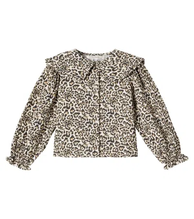 The New Society Kids' Nelia Leopard-print Cotton Blouse In Multi