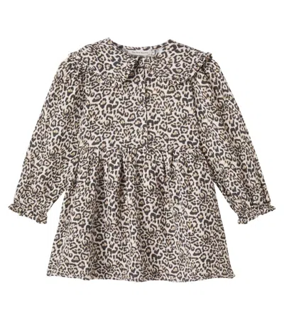 The New Society Kids' Nelia Leopard-print Cotton Dress In Brown