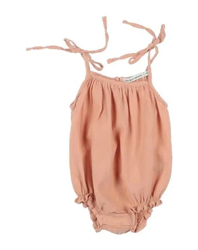 The New Society Newborn Girl Baby Bodysuit Blush Size 3 Organic Cotton In Brown