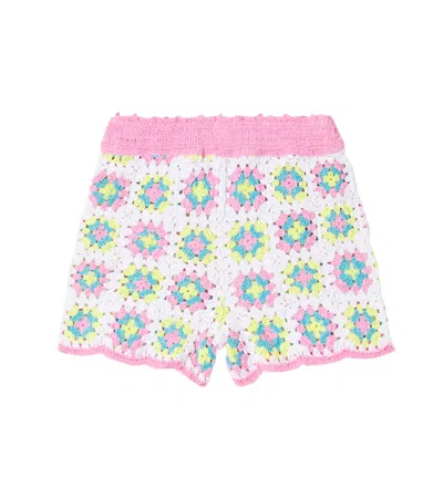 The New Society Kids' Nikaia Crochet Cotton Shorts In Multicoloured