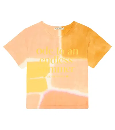 The New Society Kids' Bedrucktes T-shirt Nydia Aus Baumwolle In Tie Dye Corallo