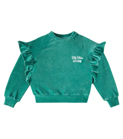 The New Society Kids' Odense Cotton-blend Velvet Sweatshirt In Grün