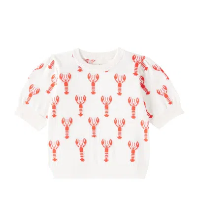 The New Society Kids' Oia Intarsia Cotton Top In Lobster Motif