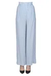 The New Society Pijama Style Sriped Trousers In Light Blue