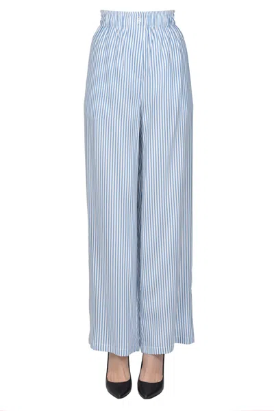The New Society Pijama Style Sriped Trousers In Blue