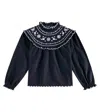The New Society Pune Embroidered Cotton Blouse In Blue