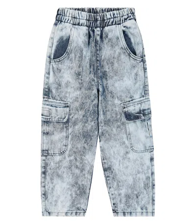 The New Society Kids' Rene Cotton Denim Cargo Pants In Brown