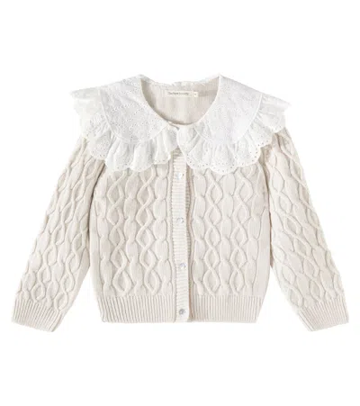 The New Society Kids' Reykjavík Cable-knit Cardigan In Beige