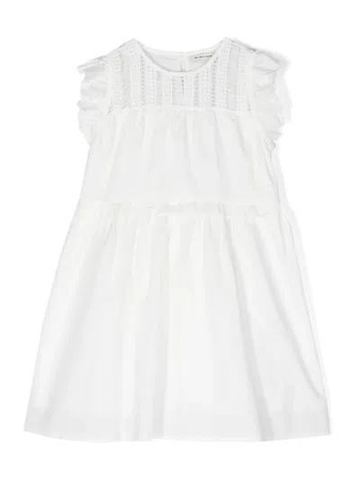 The New Society Kids' Round-neck Cotton Dress In White