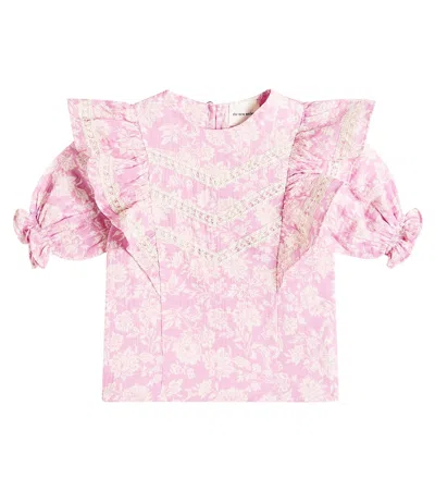 The New Society Kids' Santa Clarita Floral Cotton Top In Pink